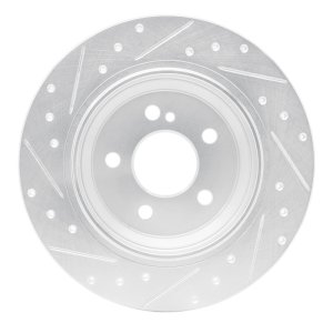 Mercedes-Benz S350 Brake Rotor (1) - Rear Right - R1 Concepts - Drilled & Slotted - Silver - `03-`06